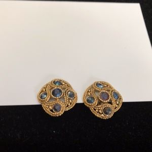 Gold Tone with Blue Stone Clip On
